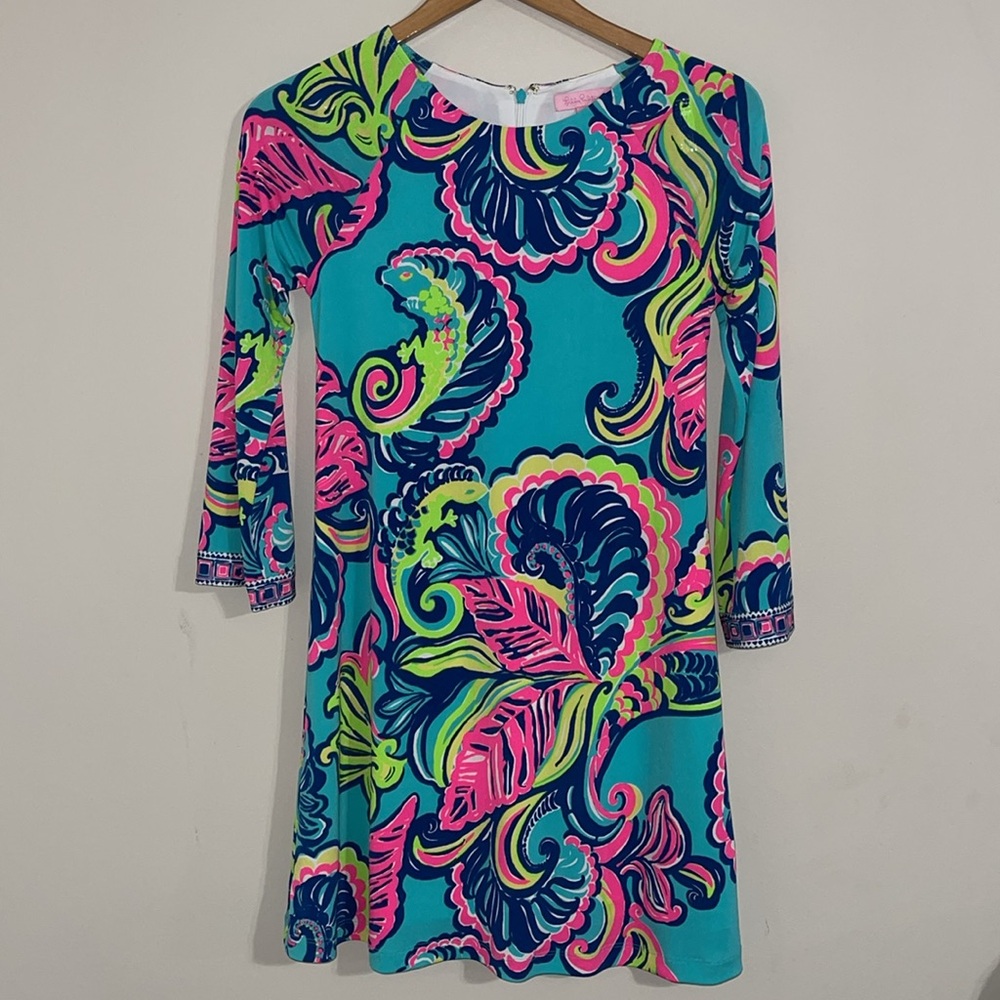 Lilly Pulitzer Dress Womens XS Blue Pink Private Island Engineered Preppy - Picture 2 of 8
